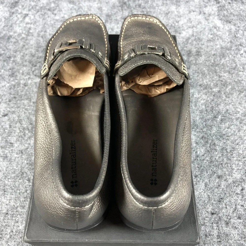 Naturalizer Shoes Womens‎ Size 8.5 M Metallic Pewter Pixie Loafers Driving Moc